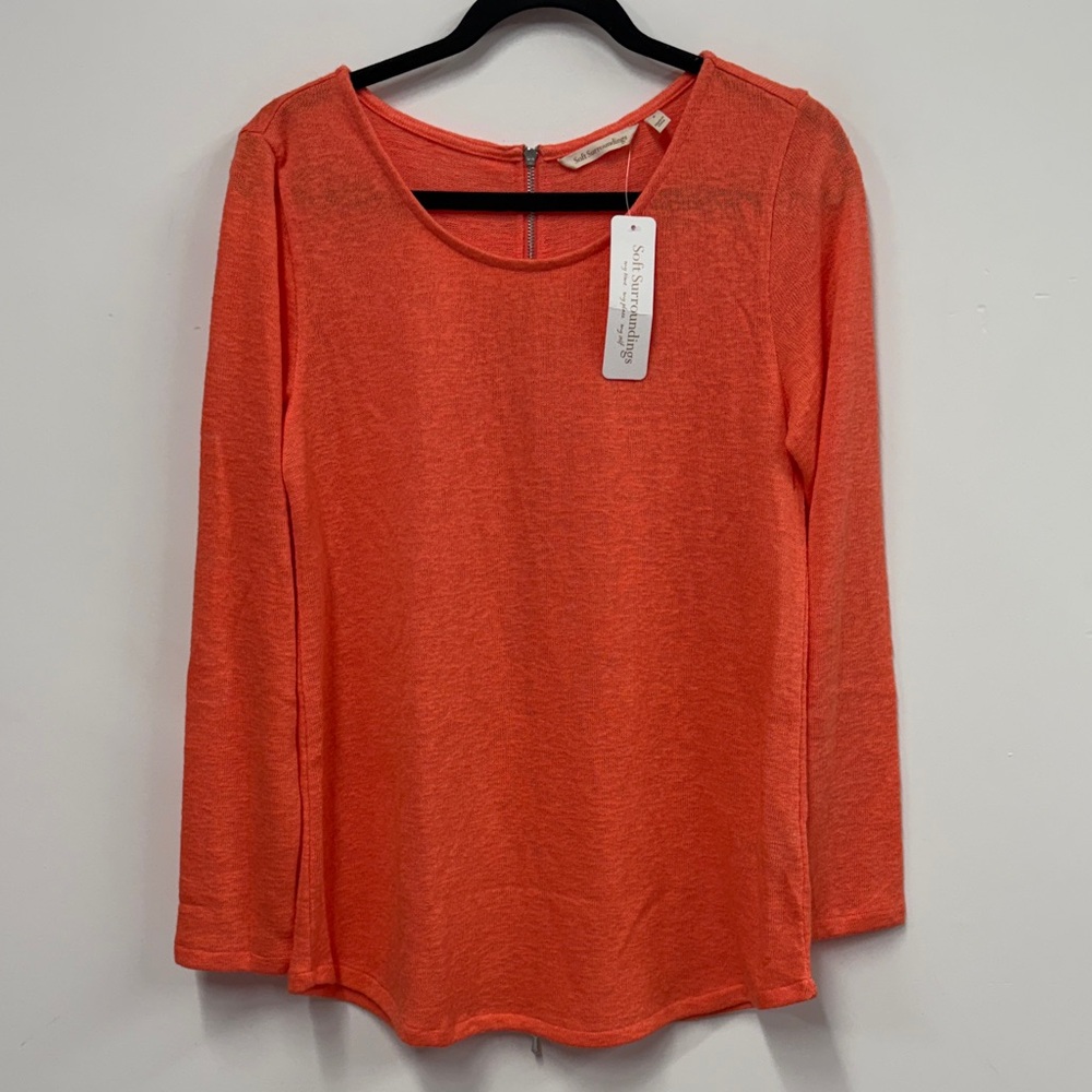 Soft Surroundings coral orange Women's sweater S NEW